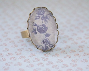 Items similar to Lampwork Glass Ring Flower Jewelry Wire Wrapped