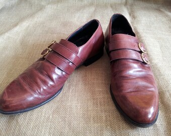 Oxblood Men's Buckle Dress Shoes // Monk Strap Shoes Size 11