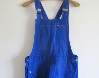Vintage French Workwear overalls Blue cotton sanforized dungarees // new from old stock
