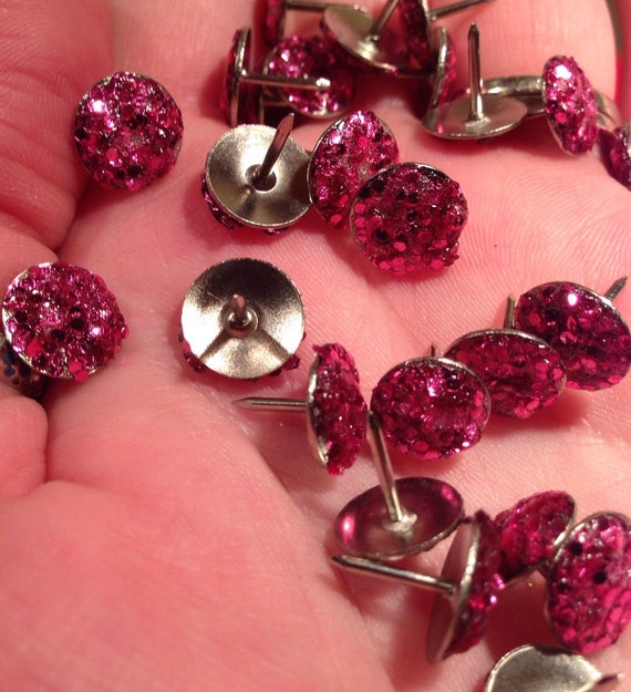 Pink glitter Push Pins Office supplies thumb tacks by REJUNK