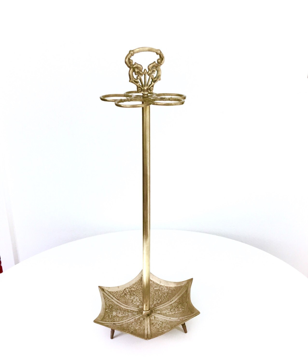 Vintage Brass Umbrella Holder Stand Upside by ScoopsVintageModern