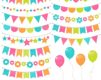 Clip Art Banners Clipart banner clipart etsy bunting banners birthday balloon party invitations commercial use
