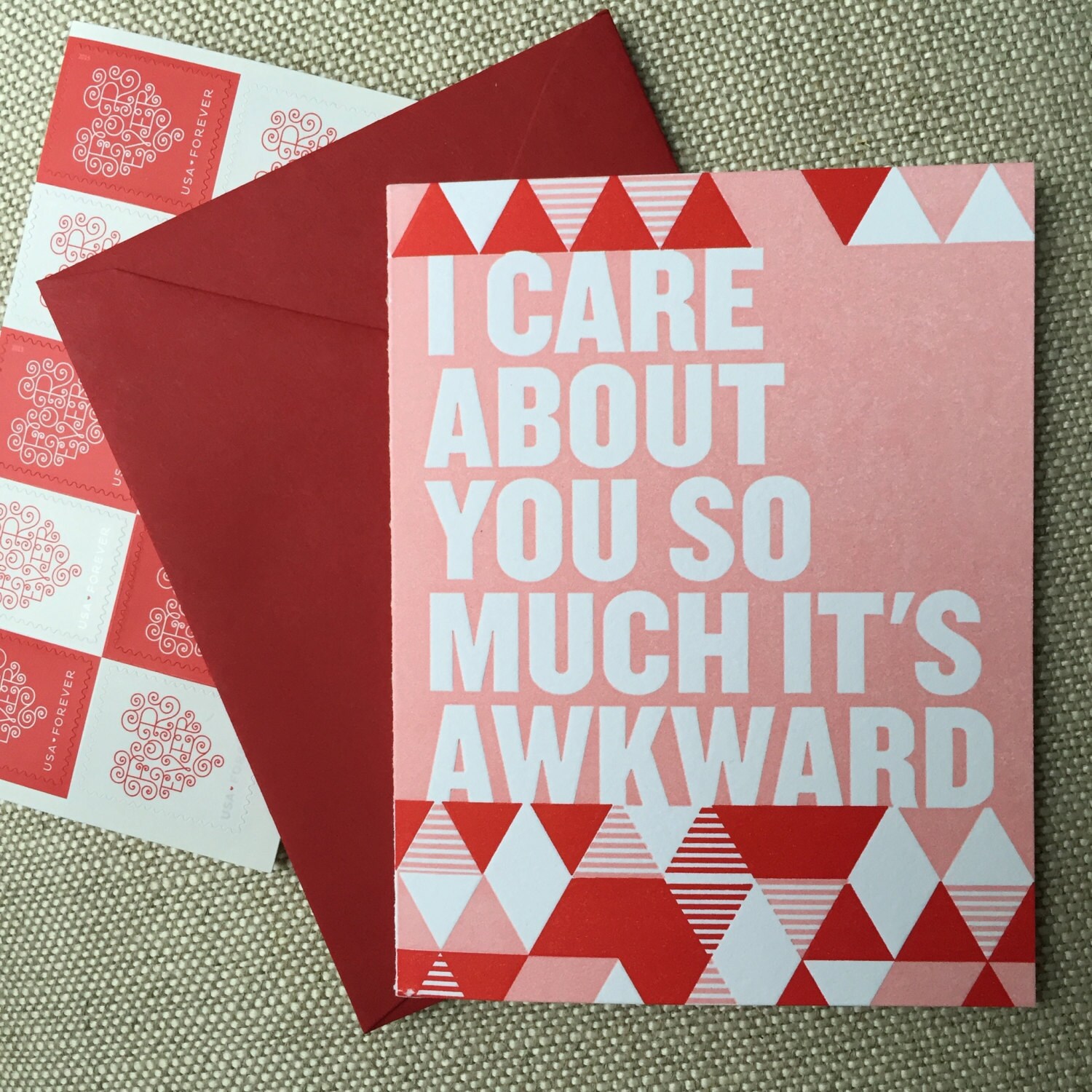 I care about you so much it's awkward letterpress printed