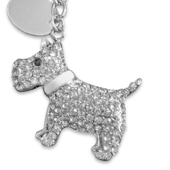Custom engraved sparkly dog key ring key by customengravedgifts