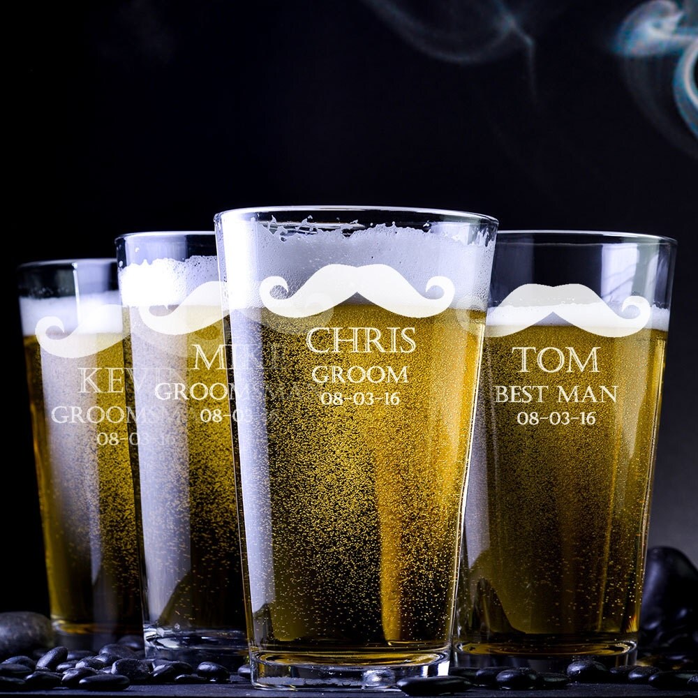 1 Custom Pint Glass Engraved Groomsman Glass Personalized