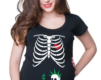 Pregnancy Top Skeleton New York Maternity Tee Statue Of Liberty T-Shirt Halloween Costume