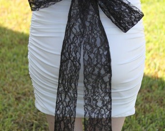 Black Lace Sash, Bridal Lace Sash, Wedding Accessory, Lace Bridal Belt, YOUR COLOR CHOICE