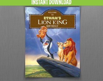 The Lion King Birthday Welcome Sign - Instant Download and Edit with Adobe Reader