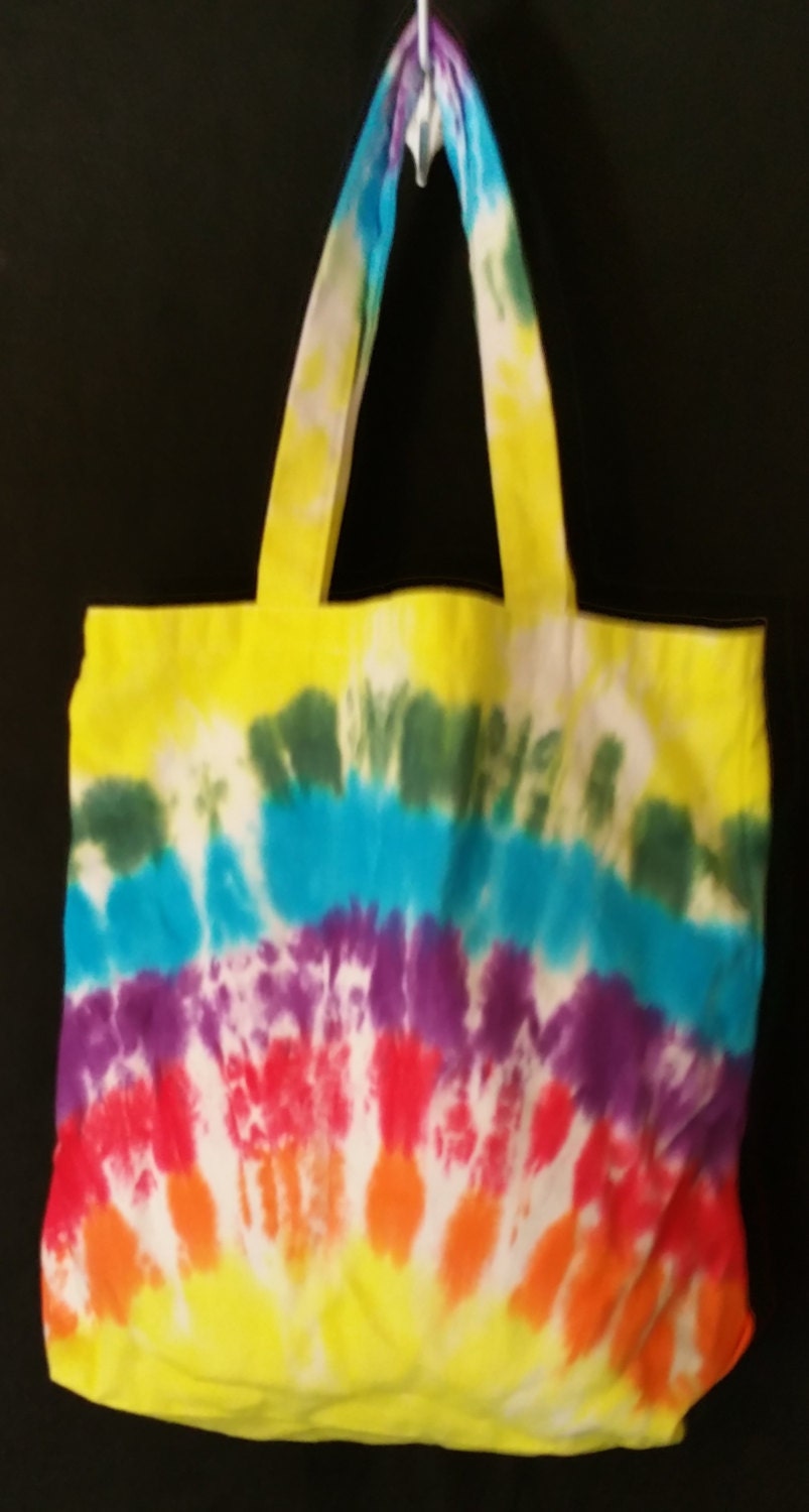 Hand Dyed Multi Color Tie Dye Carry All Bag by FlipSideTieDyes