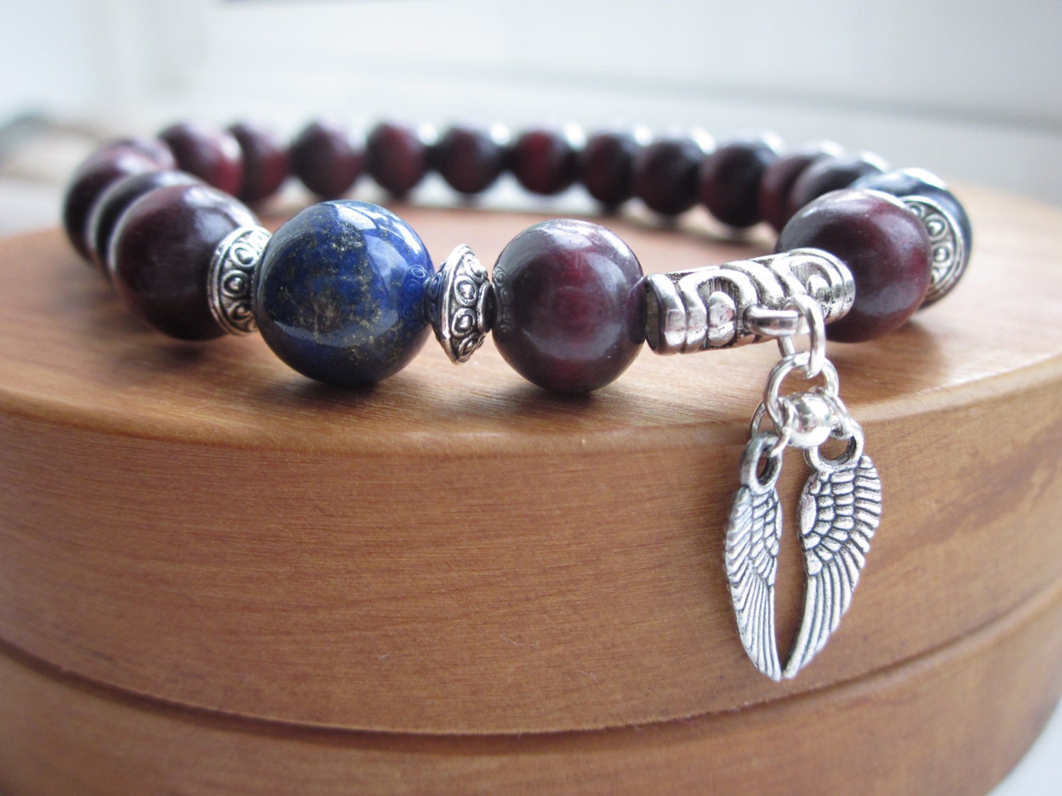 Mens gift wood bead bracelet beaded mens jewellery