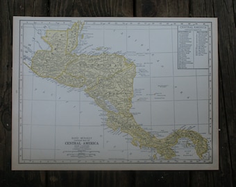 1928 - Central America Map - Large Antique Map - Beautiful Map Central America - Large Vintage Map - Colorful Atlas Map - Gift - Home Decor