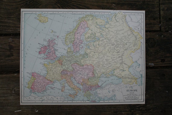 1912 Europe Map Antique State Map By Rand By Thewoodenearth