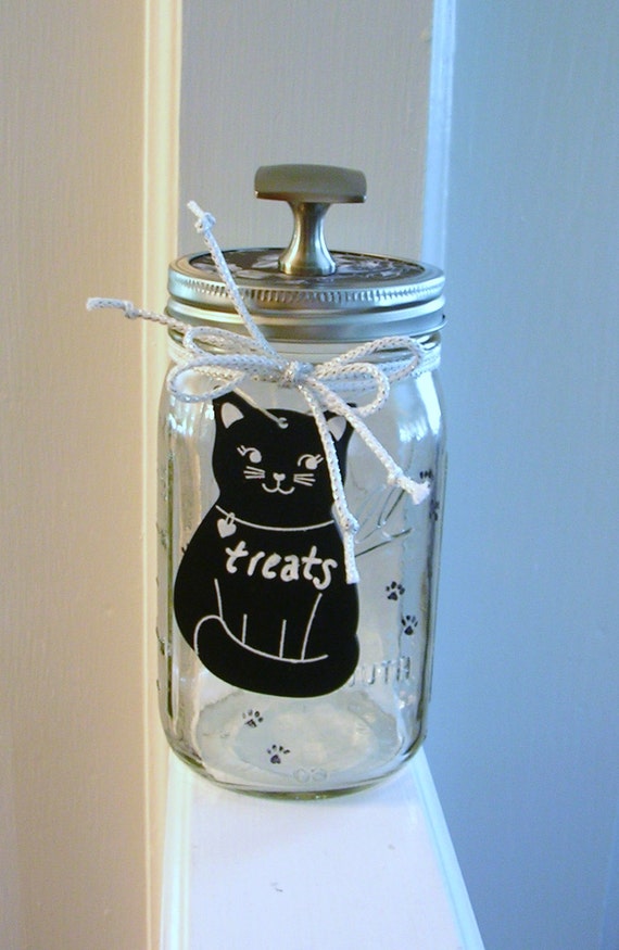 Custom Cat Treats Jar/Pet Food Storage/Mason by MonikasBoutique