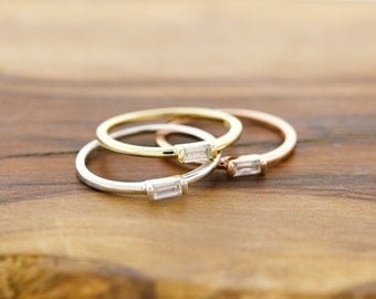 925 Sterling Silver CZ Baguette Ring