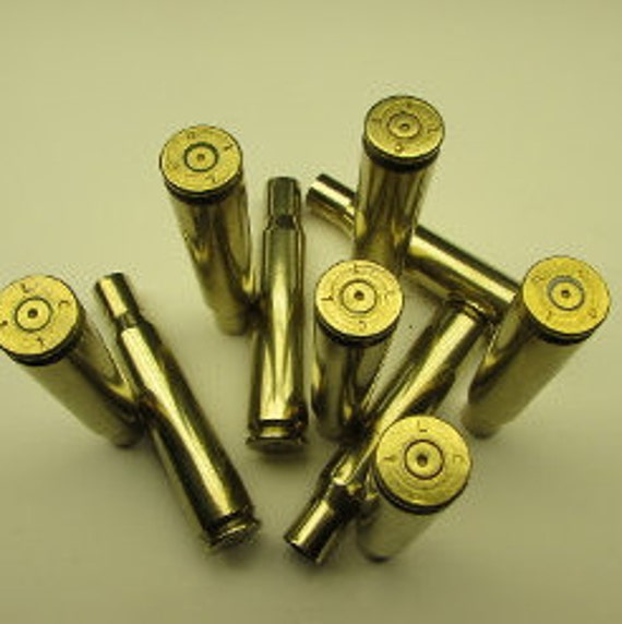 50 Caliber Bmg Bullet Casings Set Of 10. Gold Tone Polished