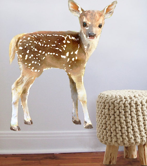 Fawn Wall Decal Watercolor Fabric Wall Sticker Not Vinyl