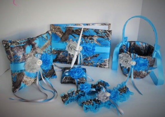 Blue Camo Wedding Set Blue Camouflage Wedding by