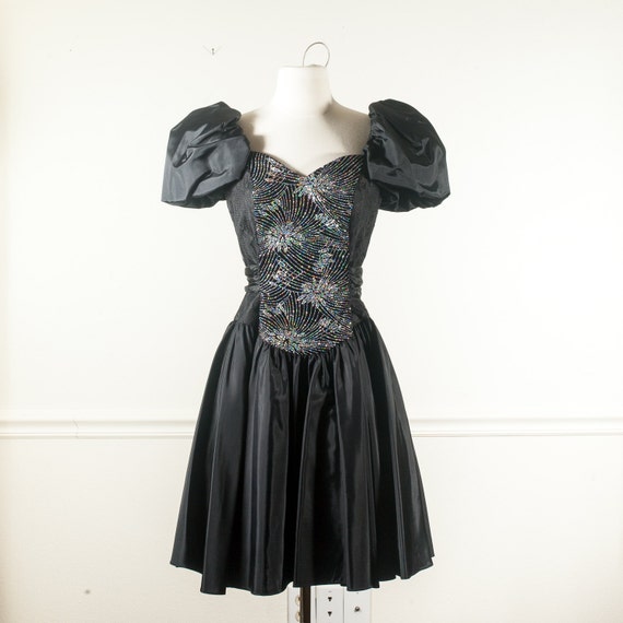 Vintage 90s Prom Dress Black Dress Puffy by BlueHorizonVintage