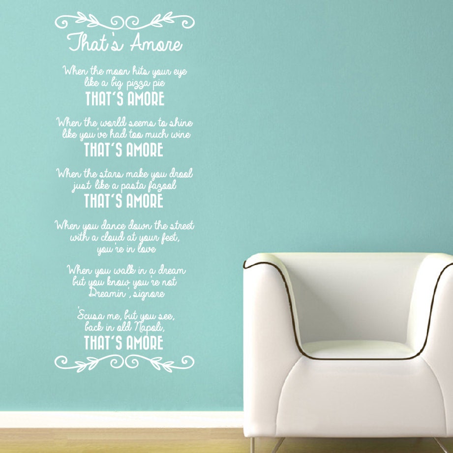 Wall Vinyl Decal That's Amore song lyrics by Dean Martin