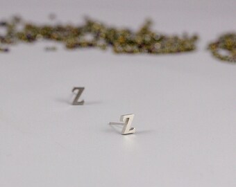 Alphabet Earrings, Alphabet Letter Initial Stud Earrings, Custom Initial Letter Stud Earrings, Letter Earrings, Silver Letter Stud Earrings