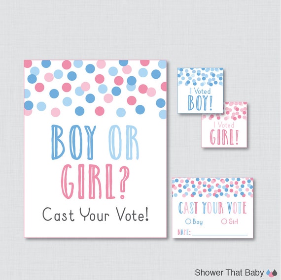 Gender Reveal Voting Station Gender Reveal Vote Cards Sign