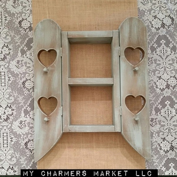 Heart Shelf Country Shelf Shabby Chic Shelf with Doors