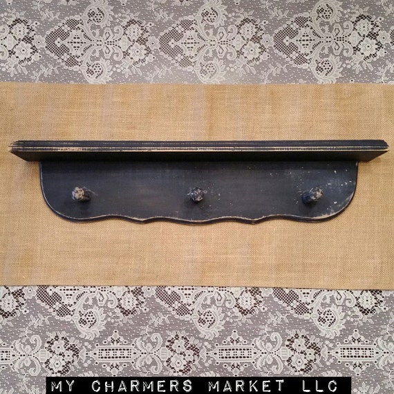 Shabby Chic Shelf Shabby Chic Hooks Wood Shelf with Pegs