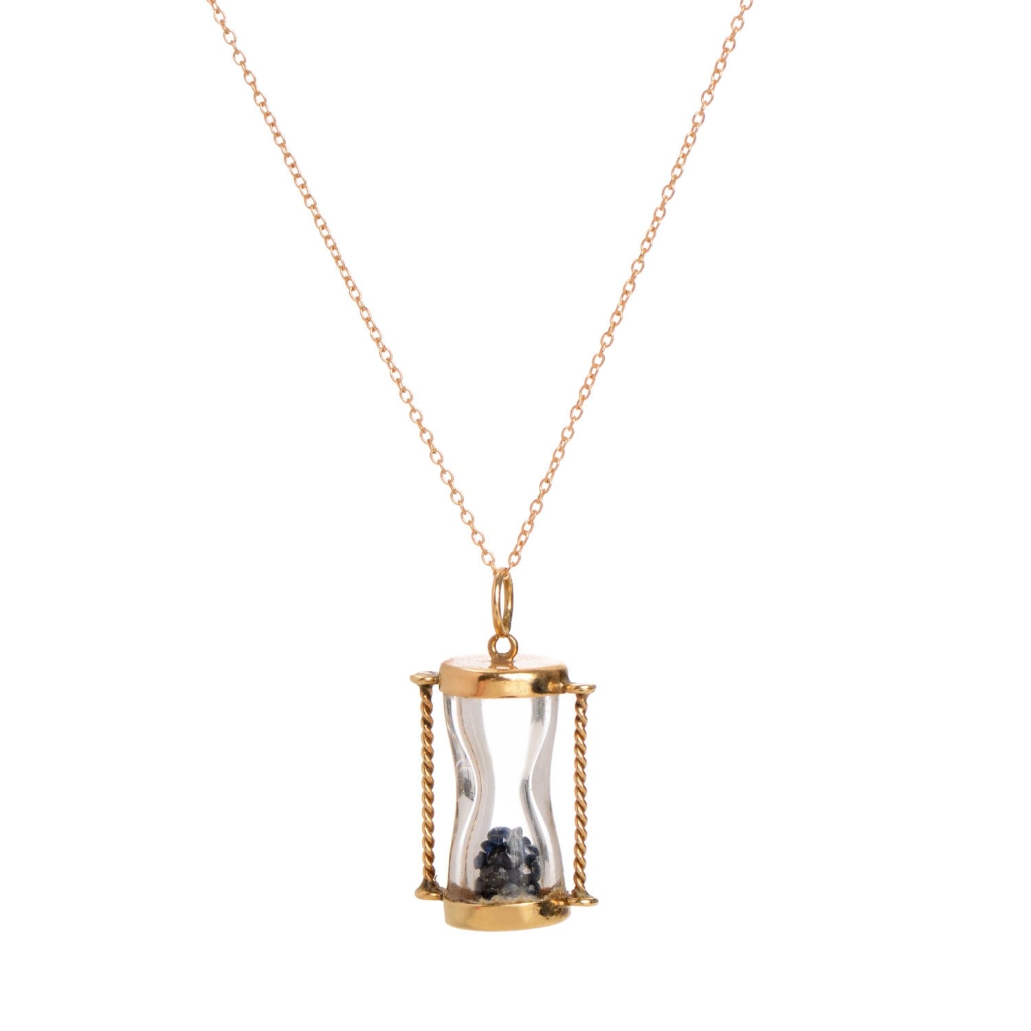 Incredible Vintage 14k Gold Sapphire Hourglass Pendant