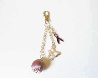 HANDMADE: Fibromyalgia Awareness Key / Bag / Purse Charm.