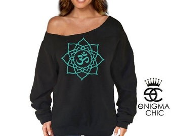 Lotus Flower Off the Shoulder Sweatshirt Yoga wear by enigma chic