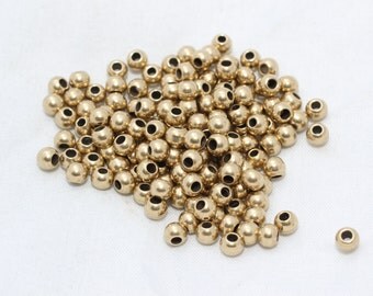 200 Pcs 4mm Raw Brass Spacer Beads - Spacer Beads- Round Beads- industriel Beads , BDS4