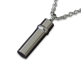 Cremation Necklace Jewelry Silver Prayer Capsule Necklace - Pill Necklace - Secret Capsule Necklace - Perfume Vial Necklace Keychain 2125