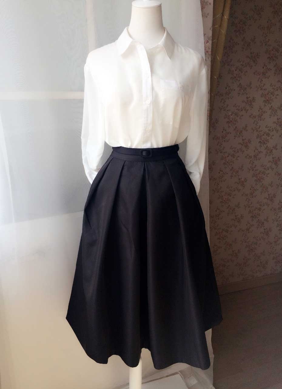 Floor Length Black Skirt With Pockets Ficts