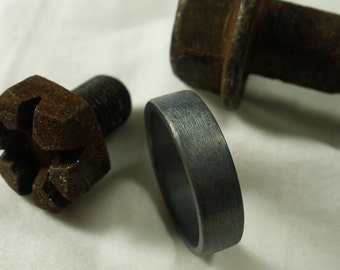 Mens Wedding Band Gun Metal Oxidation Color