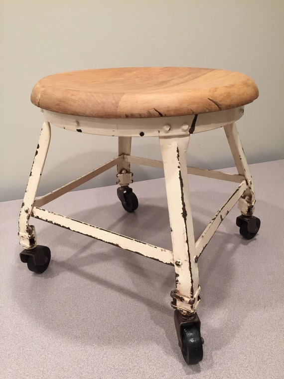 Vintage Industrial Rolling Stool