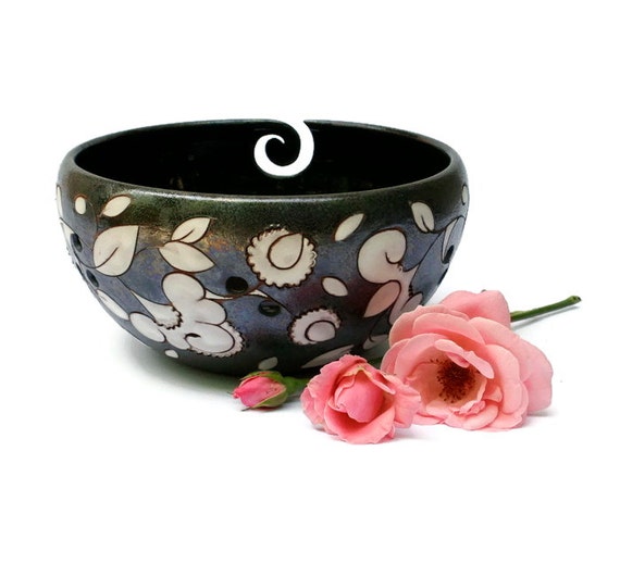 Yarn Holder Flowers, Yarn Bowl, Crochet Storage, Pottery Yarn Bowl ...