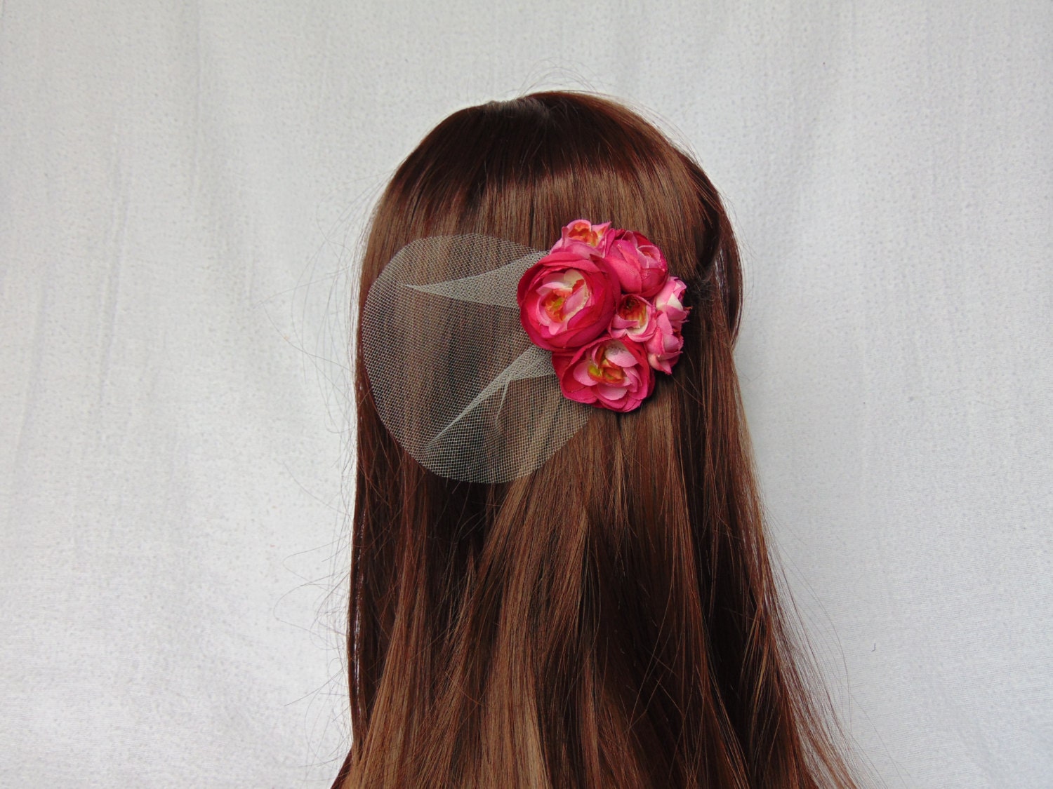 Flower Hair Piece Bridal Hair Piece Pink by AKMFloralsAndCrafts