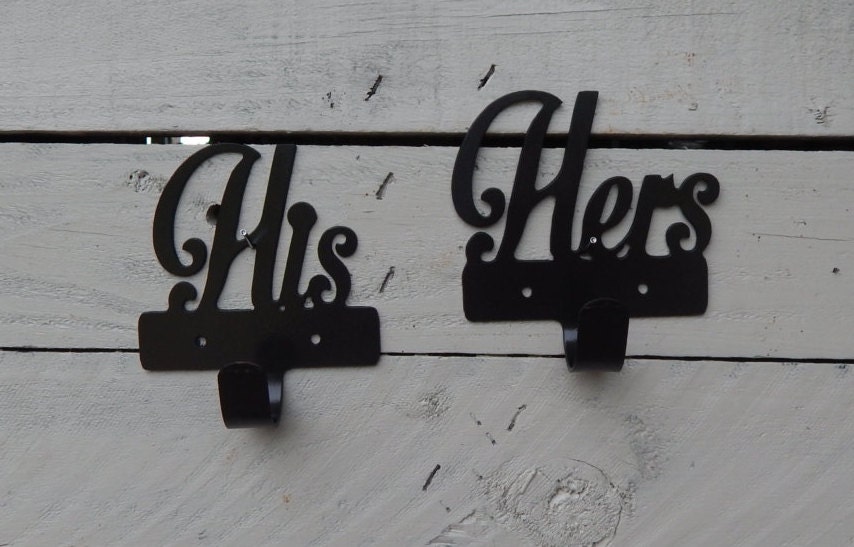 His and Hers Towel Hooks Towel Rack His and Hers by EvyAnnDesigns