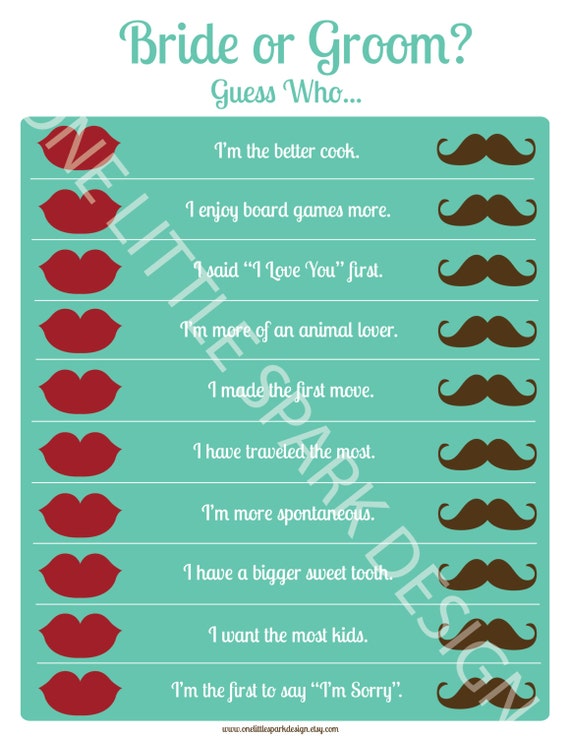 Bridal Shower Game Instant Download Guess Who Bride Or Groom Questionnaire Bridal Shower Game Instant Download Guess Who Bride Or Groom Questionnaire