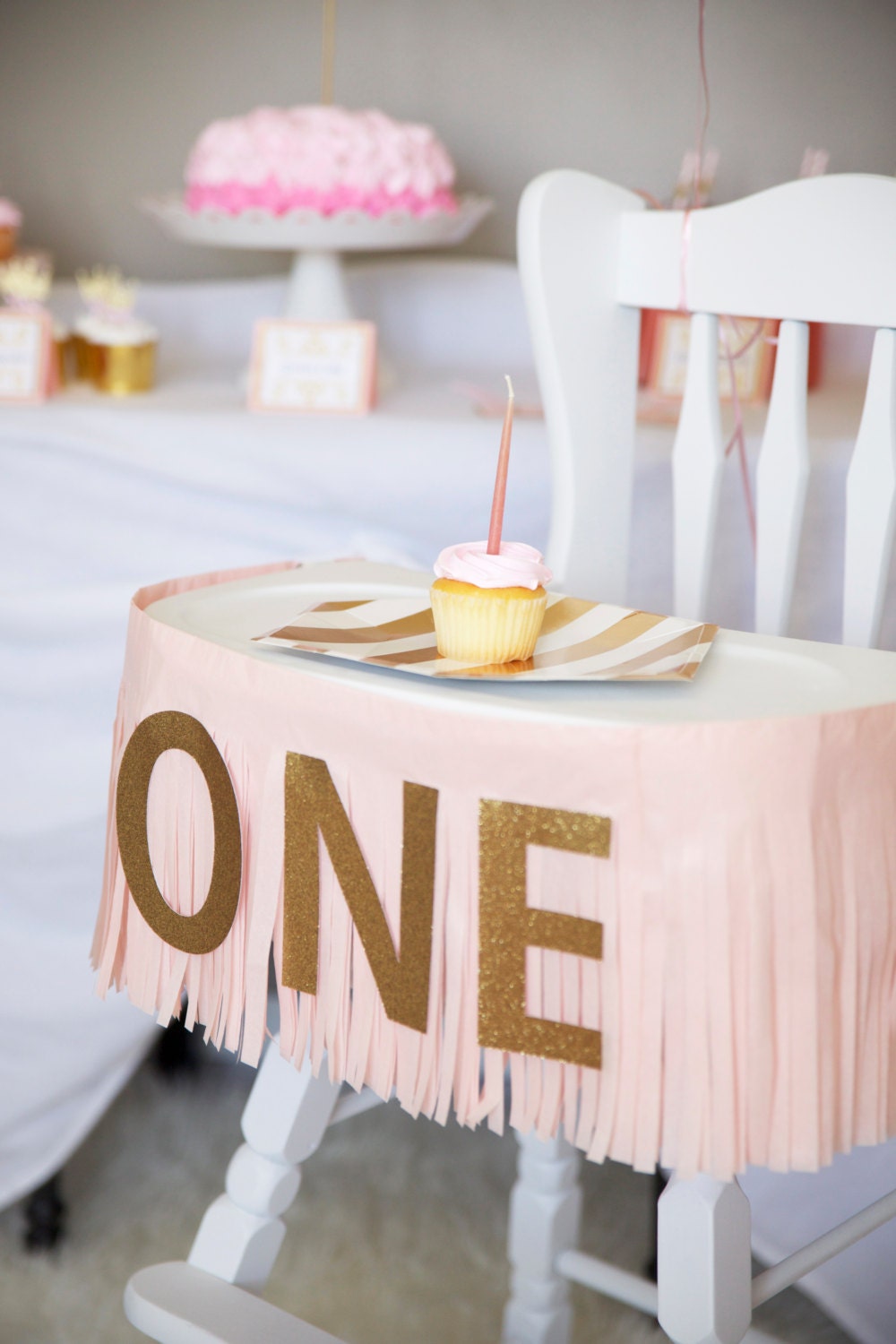 ONE Birthday Banner Fringe Highchair Banner ONE Birthday Banner Fringe Highchair Banner
