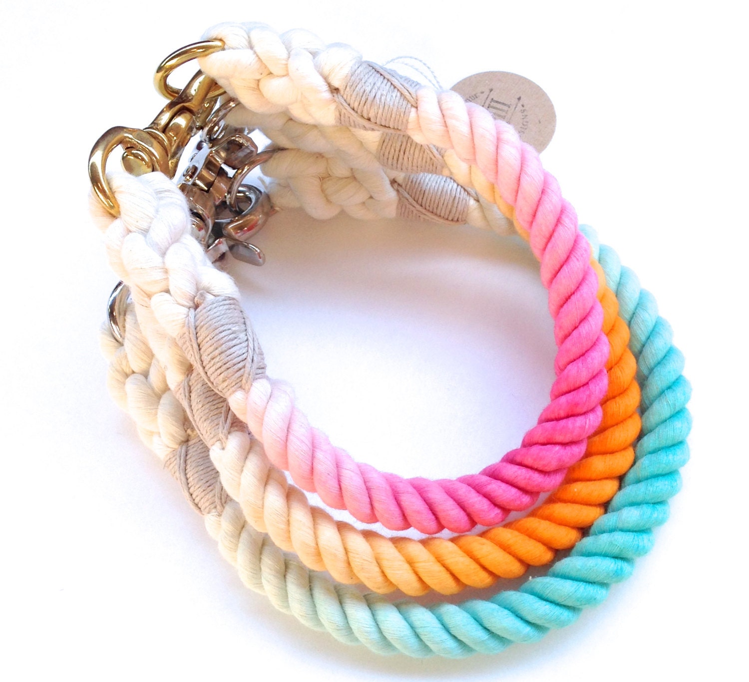 Ombre Rope Dog Collar Non Choke Collar by EmiiDesignsStudio