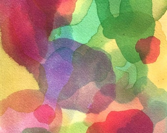 Colorful abstract original signed watercolor