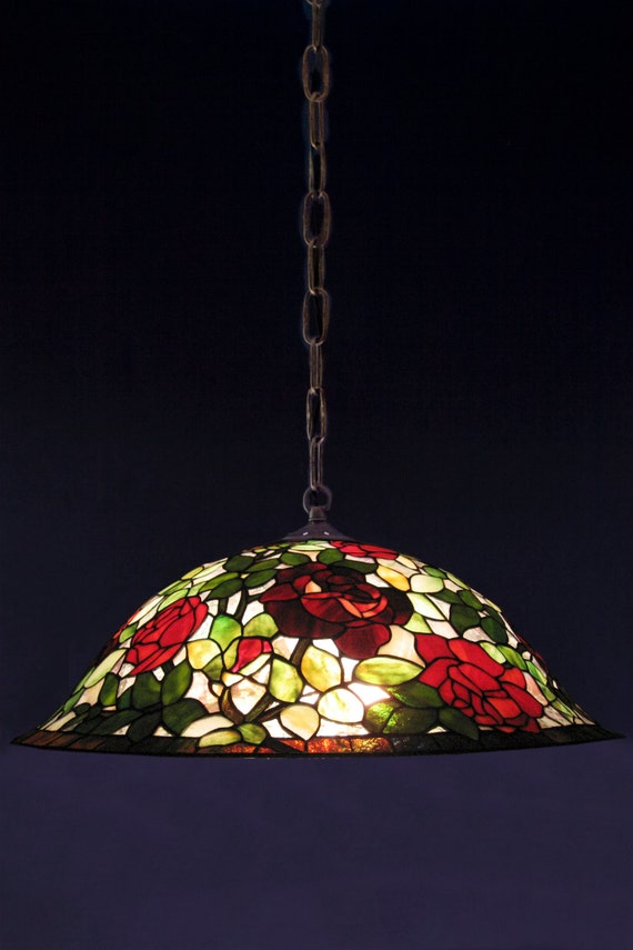 Pendant Lamp, Pendant Light Fixture, Custom Lampshades, Stained Glass Lampshade, Ceiling Lamp, Rose Lamp, Pendant Light,
