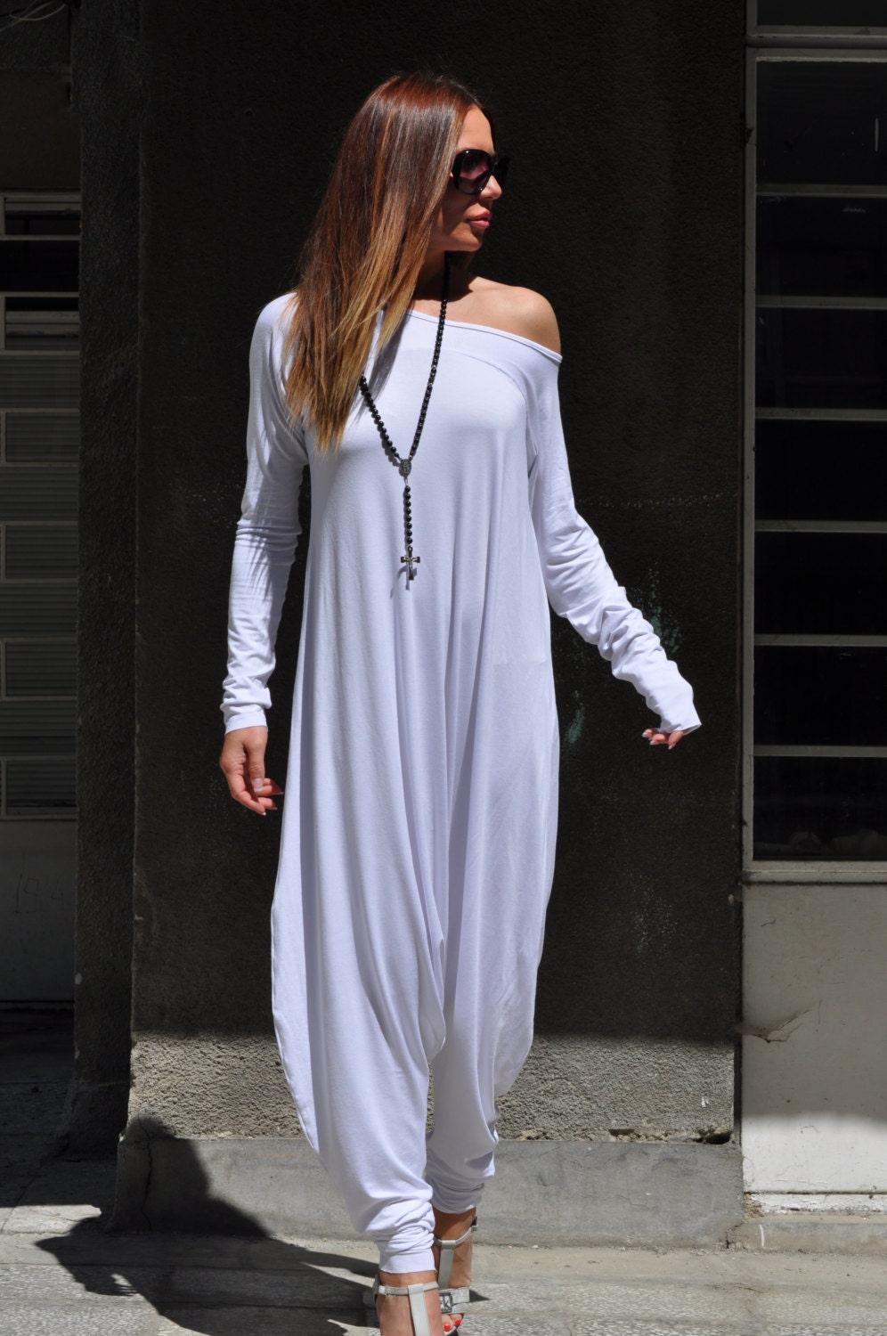 White jumpsuit Long Sleeves White Jumpsuit Cotton Union