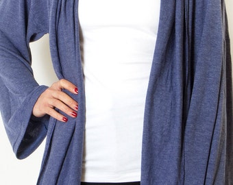 Plus Size Blue Jeans Cardigan Long Sleeve Top Oversized loose Knit Plus size sweater