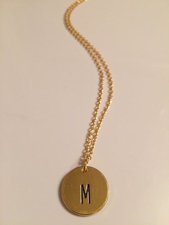Round Gold Filled Initial Charm Necklace by LettersbyLondon