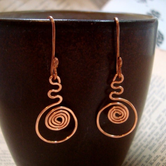 Swirl Copper Earrings by SandmanMetals on Etsy