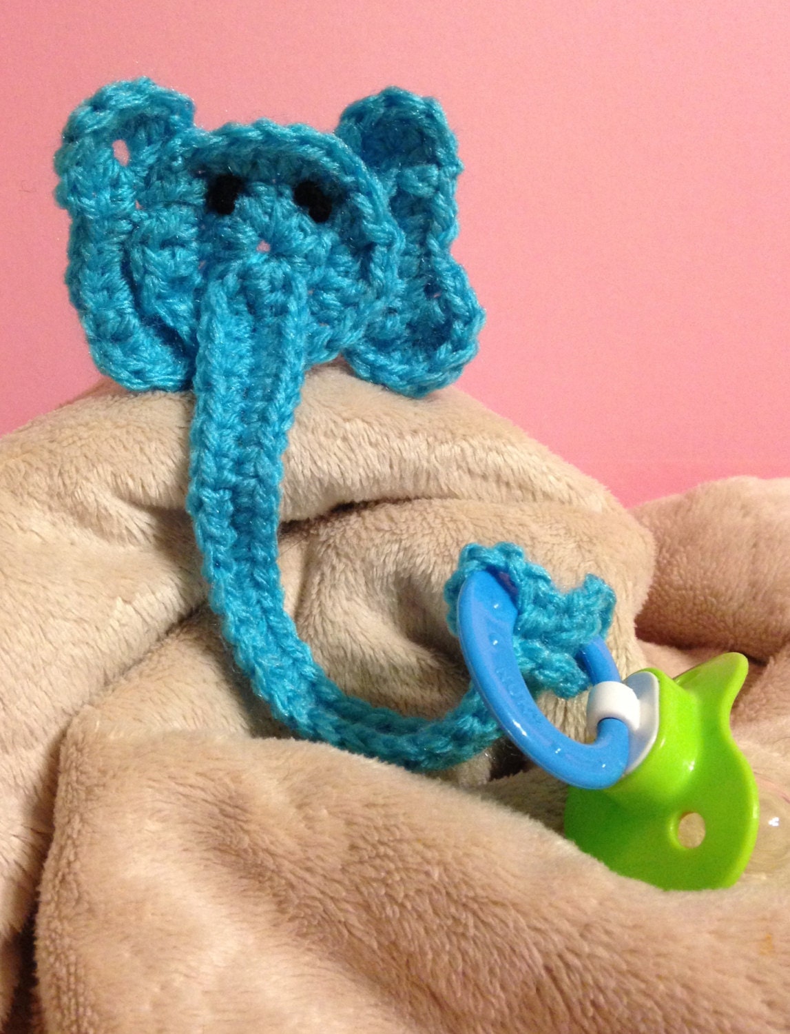 carter's plush elephant pacifier clip