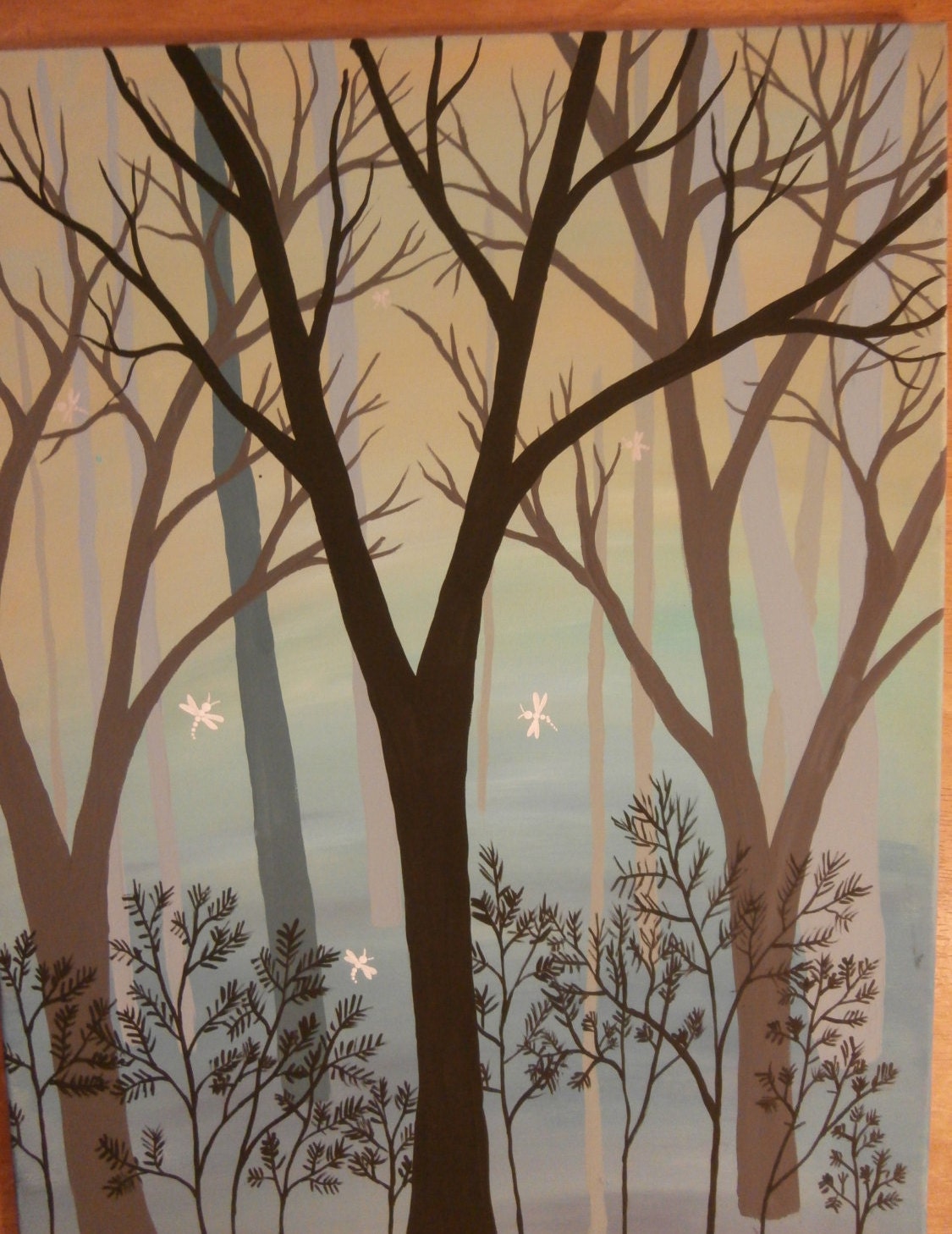 Misty Forest acrylic painting hand-painted by AcrylicDaydreams