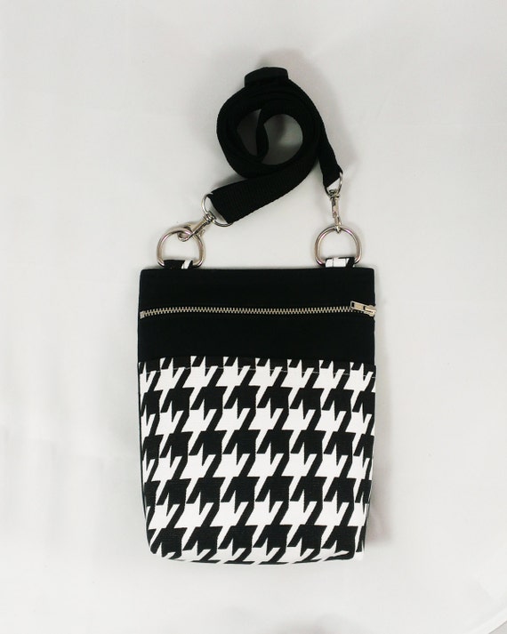 black and white houndstooth purse